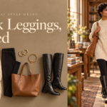 Black leggings outfits for women with cozy knits and practical boots