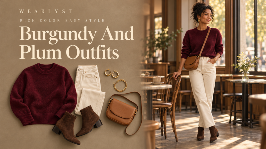 Burgundy and plum outfit ideas for women