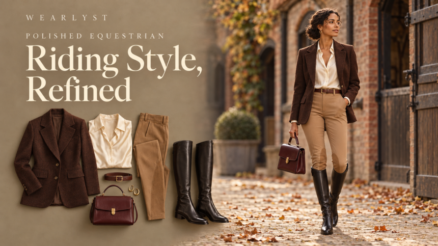 Equestrian outfits for women with a tailored blazer and riding boots