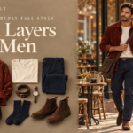 Fall outfits for men with corduroy, knitwear, and practical layers