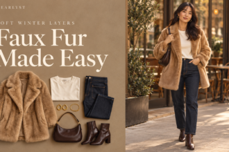 Faux fur coat outfits and winter outfit ideas for women