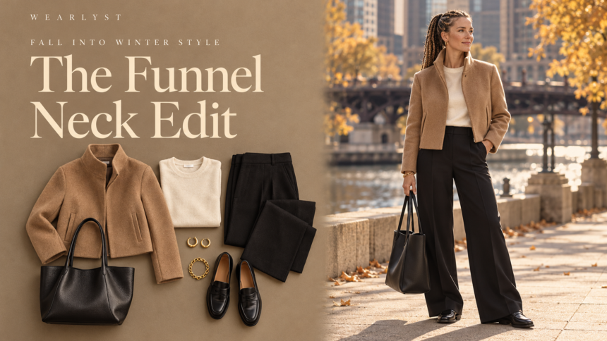 Funnel neck jacket outfit ideas for women