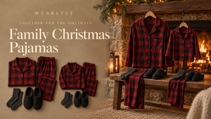 Matching family Christmas pajamas outfit ideas for women, men and kids
