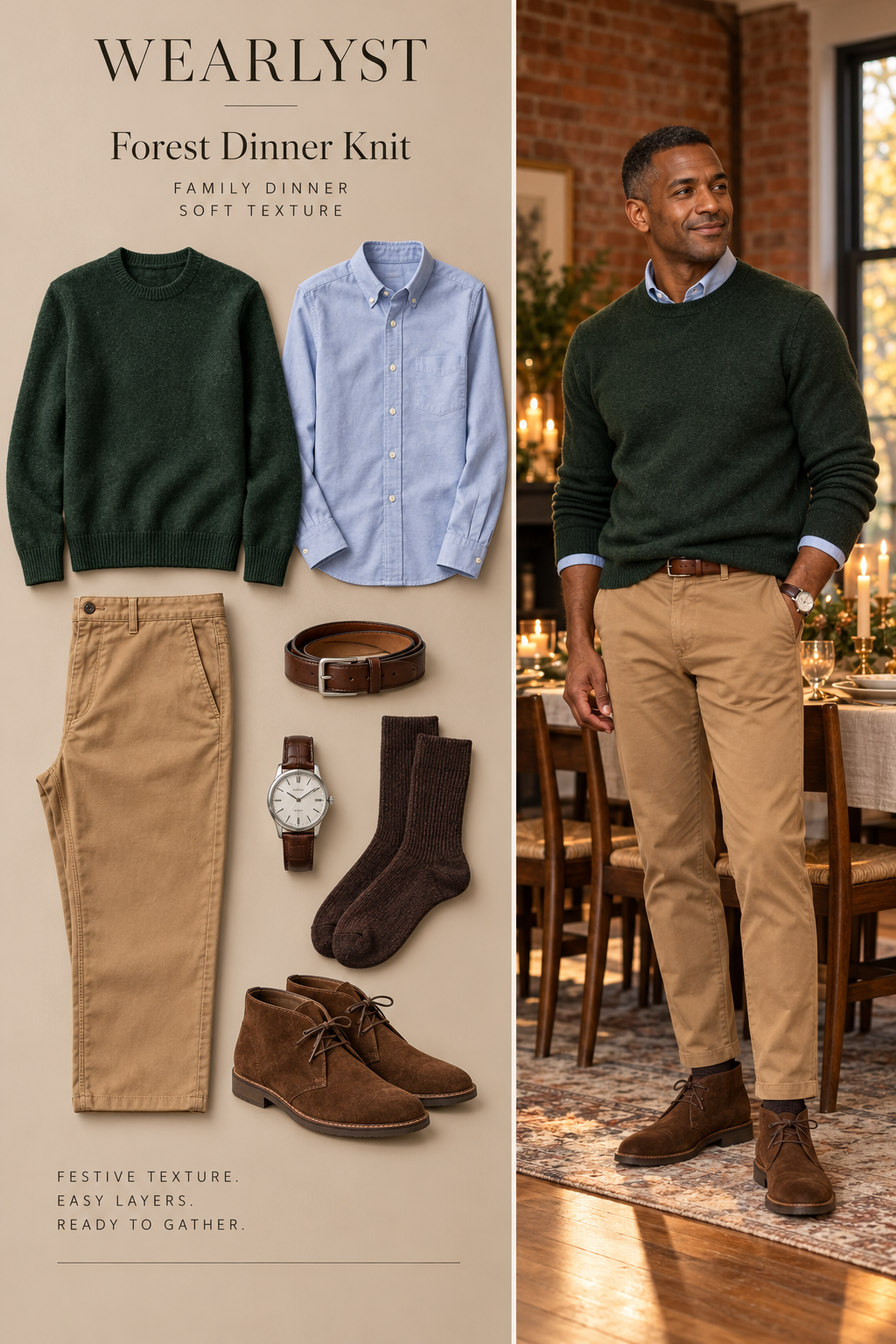 Forest Dinner Knit Christmas party outfit for men
