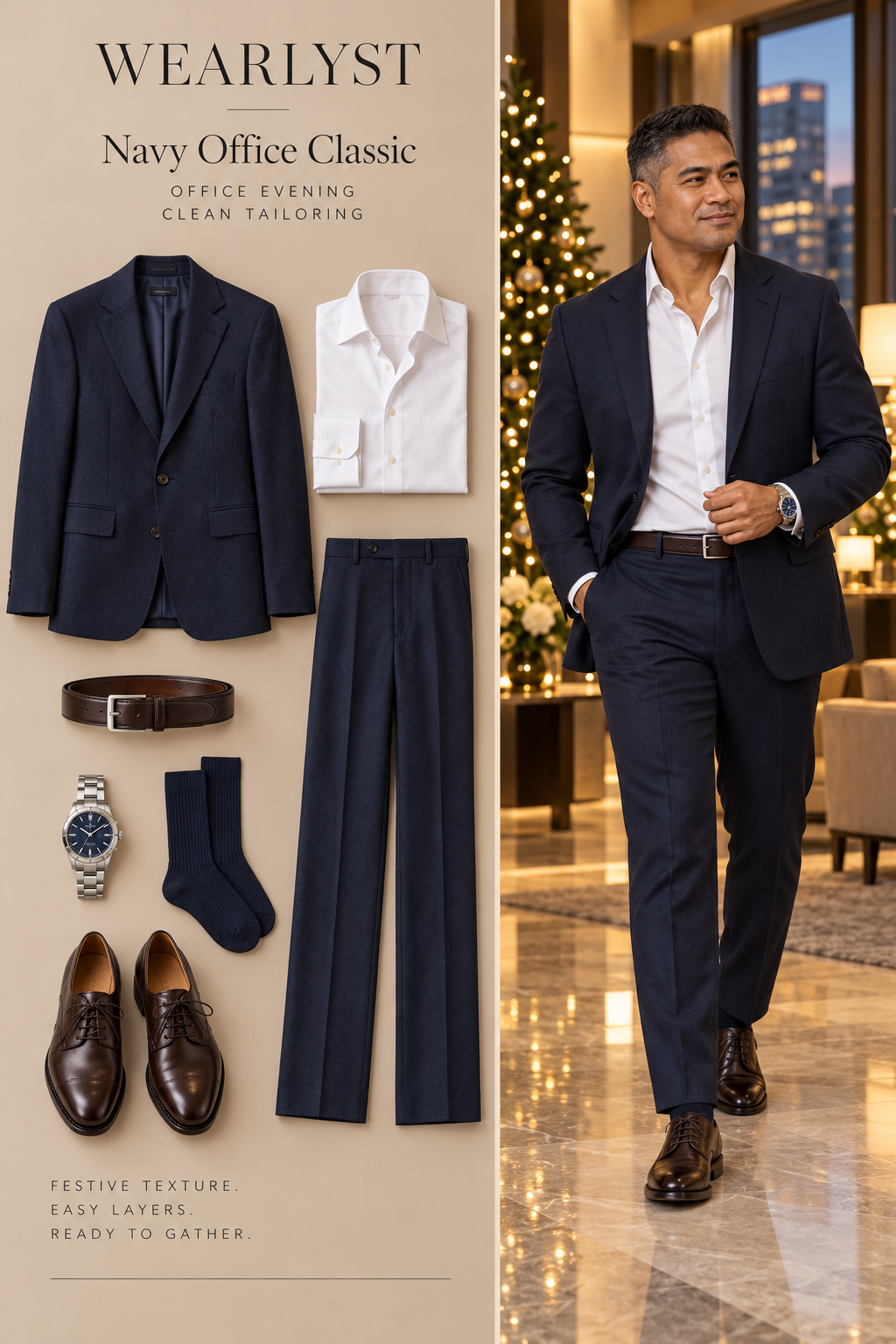 Navy Office Classic Christmas party outfit for men