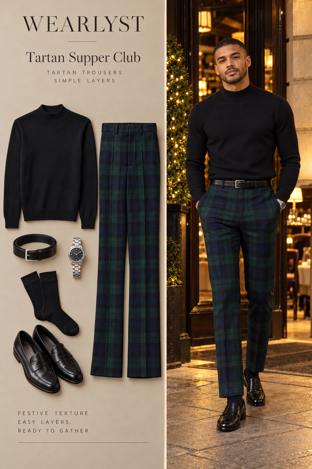 Tartan Supper Club Christmas party outfit for men