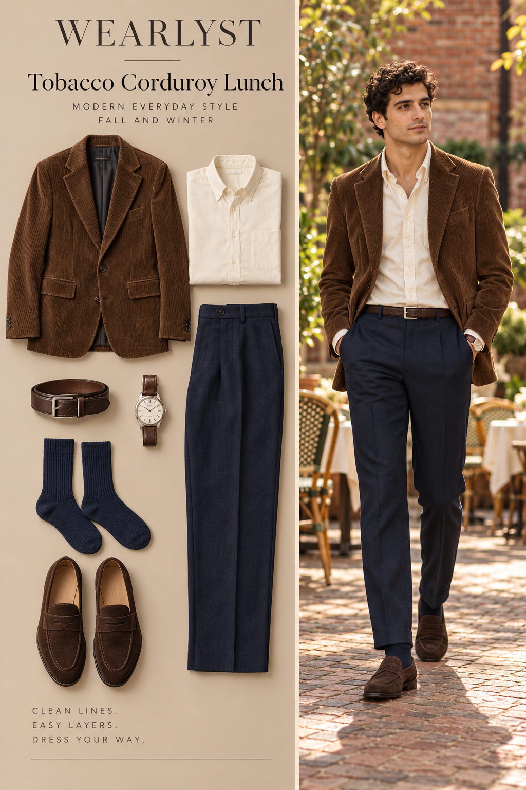 Tobacco Corduroy Lunch outfit for men over 50