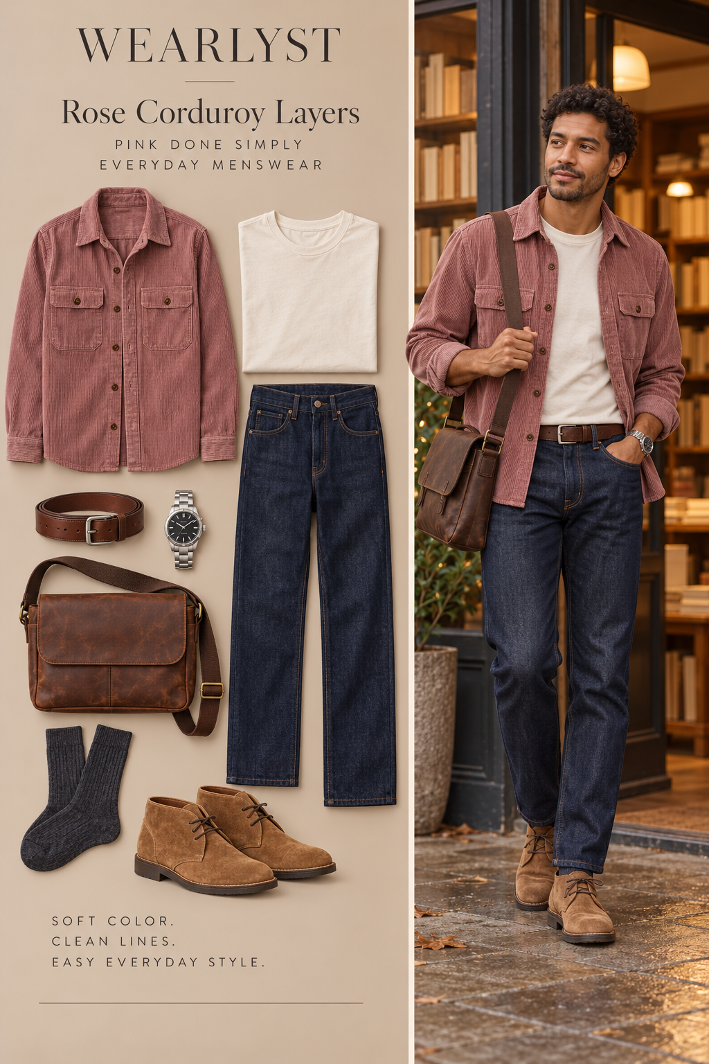 Rose Corduroy Layers outfit for men