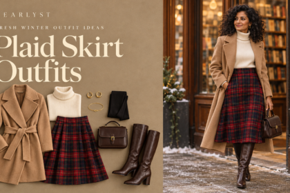 Plaid skirt outfits and winter outfit ideas for women