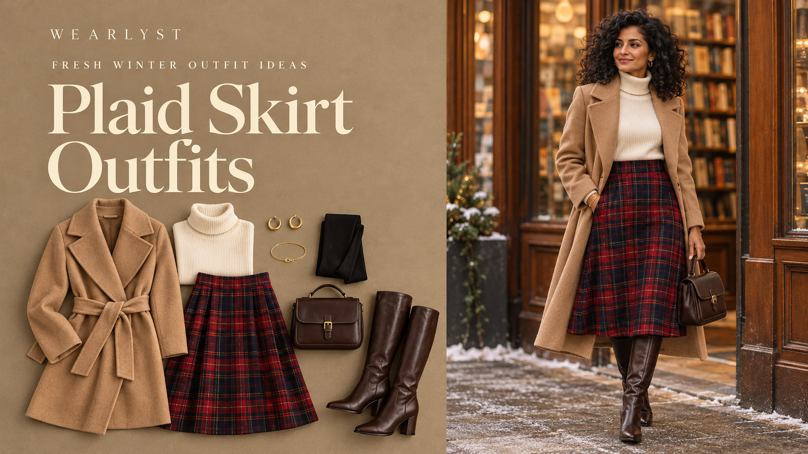 Plaid skirt outfits and winter outfit ideas for women