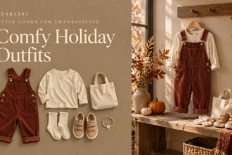 Thanksgiving outfits for kids and toddlers in comfortable fall colors