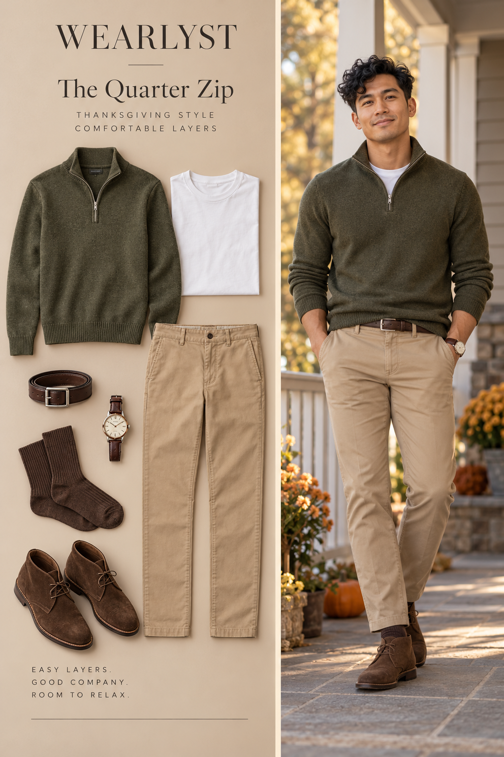 Quarter Zip Thanksgiving outfit for men