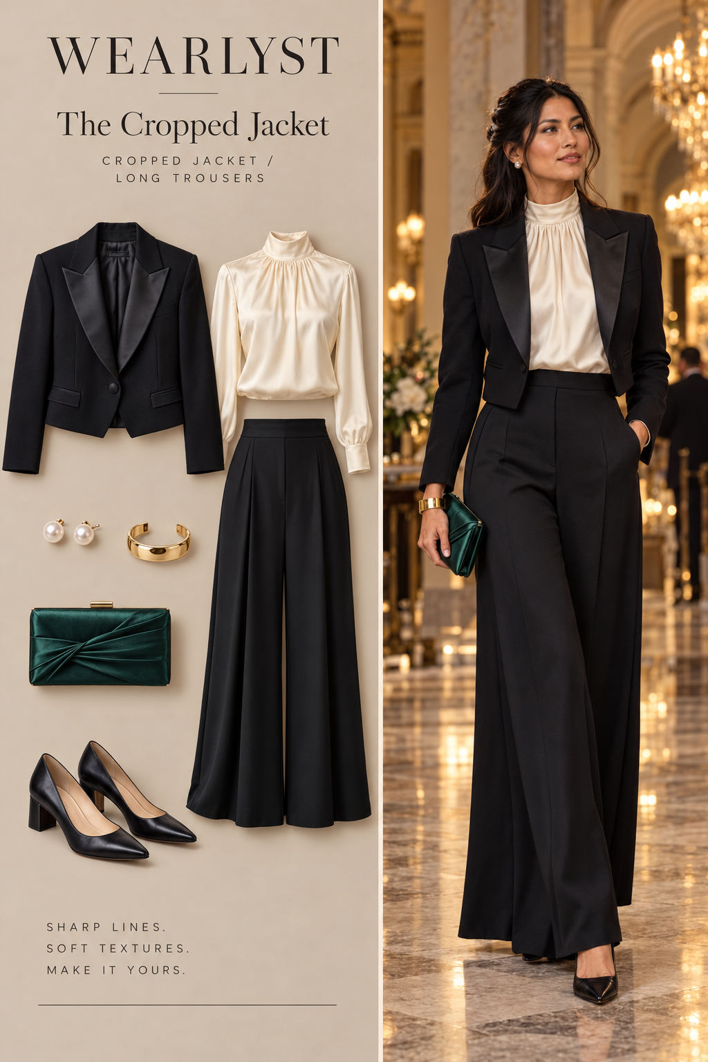 The Cropped Jacket with tailored evening pieces